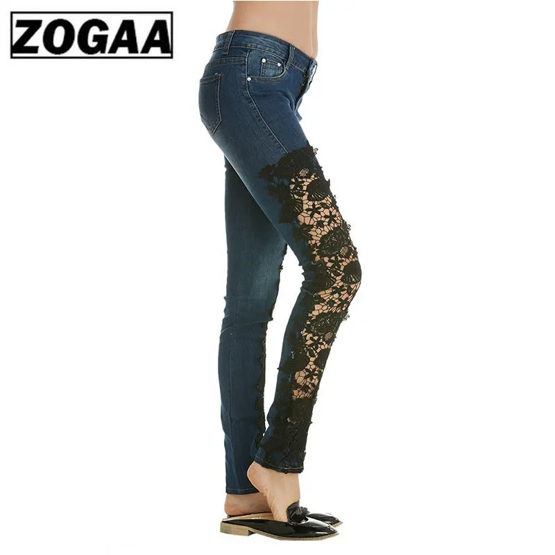 Уличные модные облегающие джинсы кружевные брюки для женщин длинные