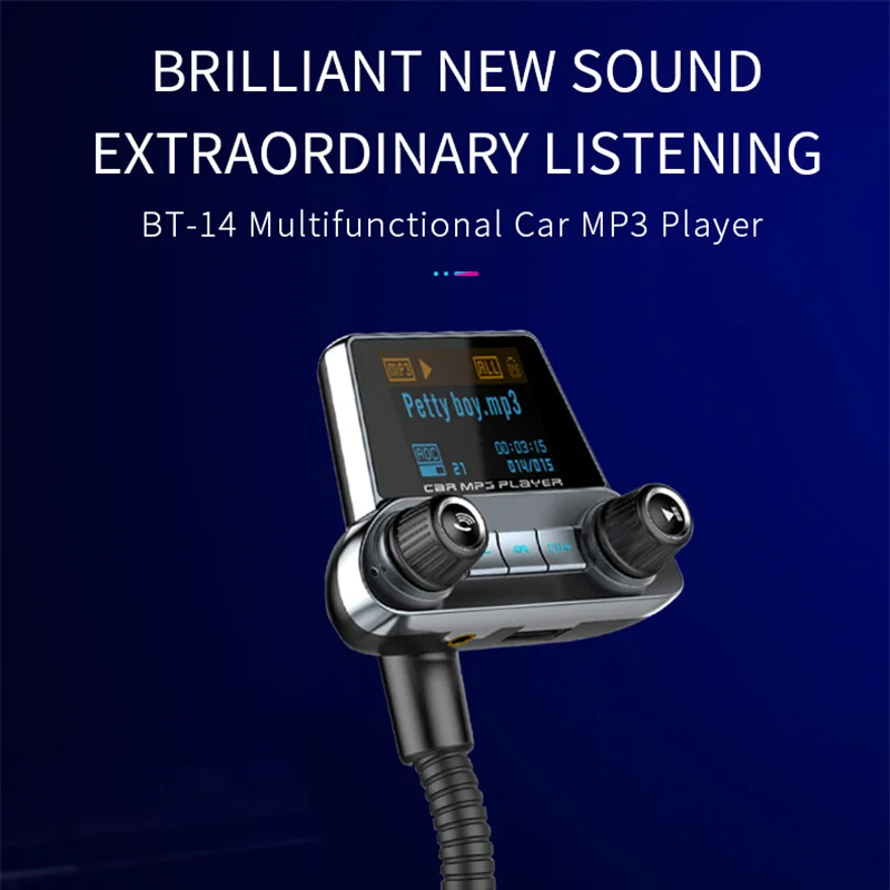 

Konrisa Bluetooth 5.0 FM Transmitter Car Player QC3.0 Car Charger Quick AUX Interface Voltage Monitor Car FM Transmitter