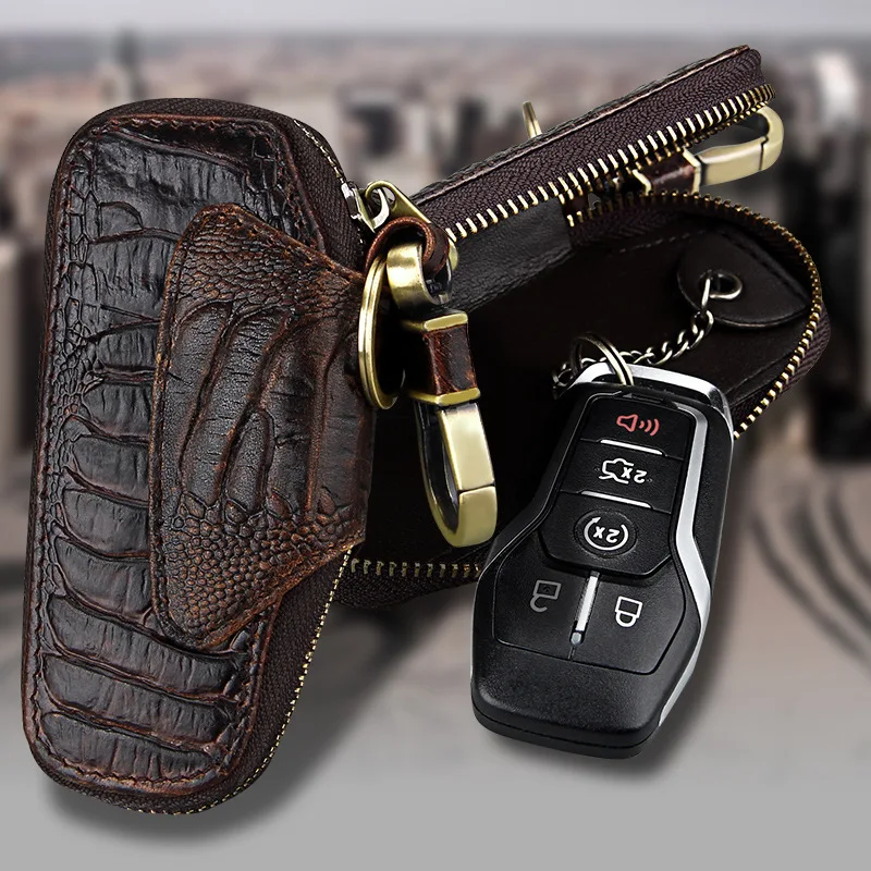 Ретро органайзер для ключей из натуральной воловьей кожи сумка с крокодиловым
