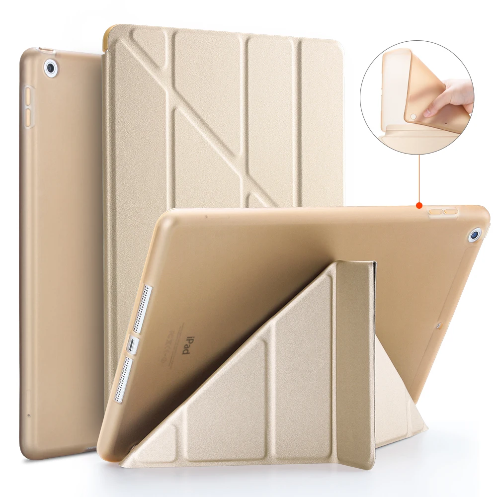 Для for ipad Air Case, GOLP PC флип чехол для for ipad 5+ ТПУ задняя крышка для for ipad Air 1 Tablet case, обложка Smart cover и подставка держатель - Цвет: Gold