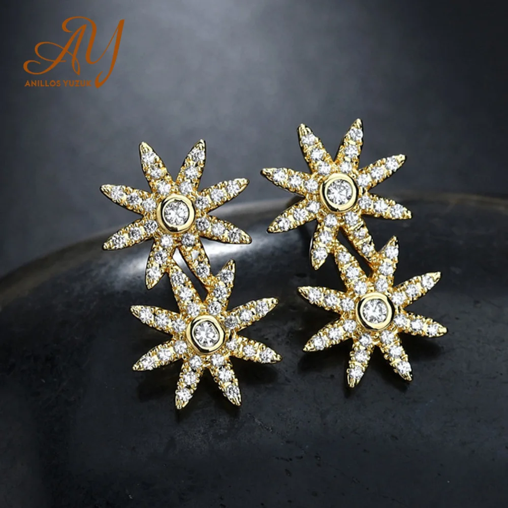 

Anillos Yuzuk New Arrival Authentic 925 Sterling Silver Zircon CZ Star Stud Earrings Women Gift Fine Jewelry Oorbel Bijoux