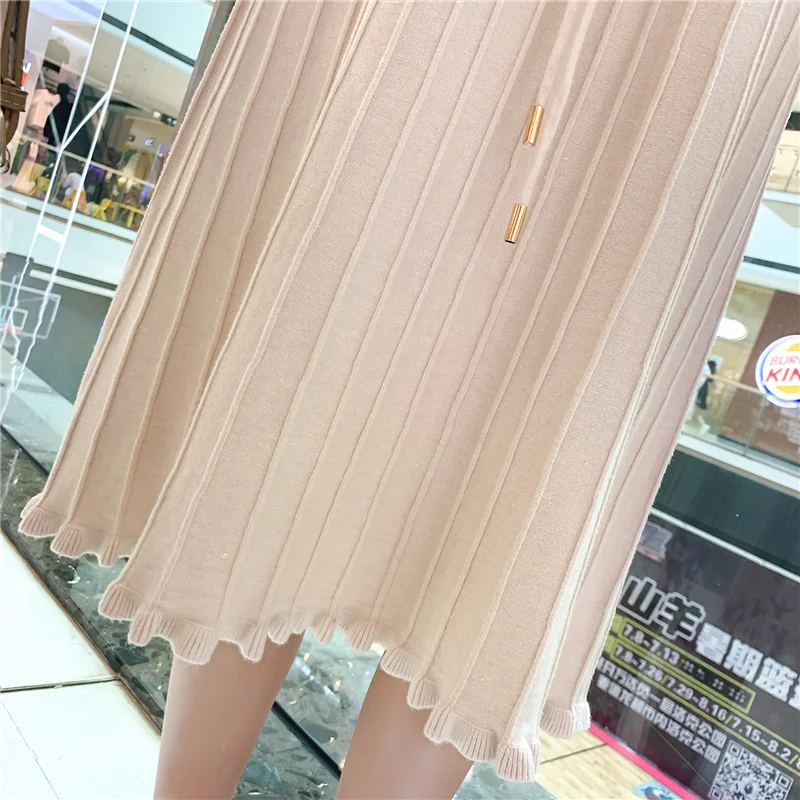 2XL Плюс элегантный плиссированный женский свитер осеннее платье Половина