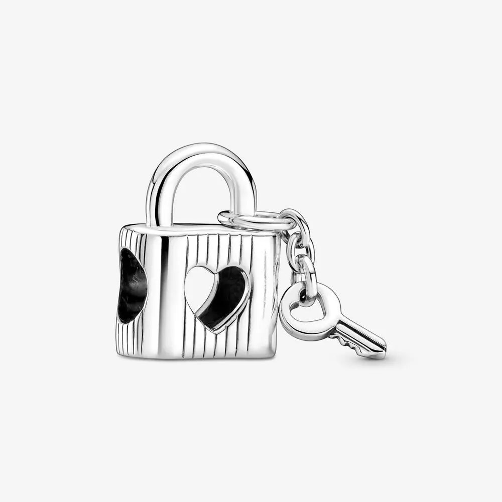 

2022 Valentines Gift Padlock & Heart Key Charm Fits Europe Bracelet 925 Sterling Silver Woman DIY Beads for Jewelry Making