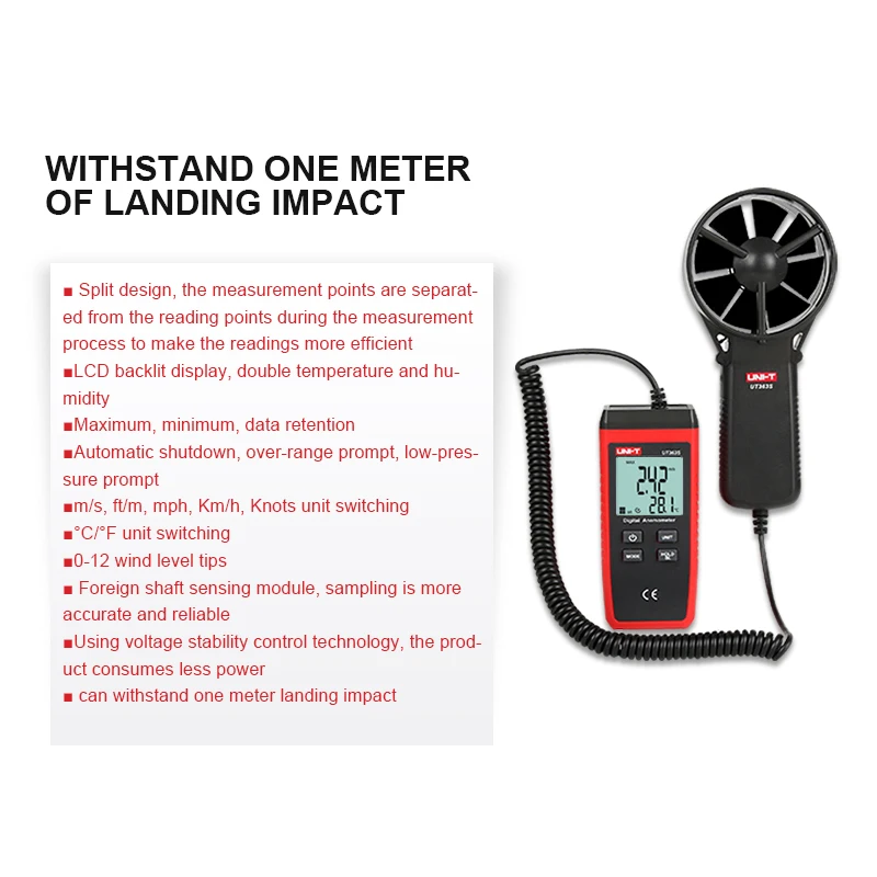 Цифровой мини Анемометр UT363S измеритель скорости ветра температура ЖК дисплей