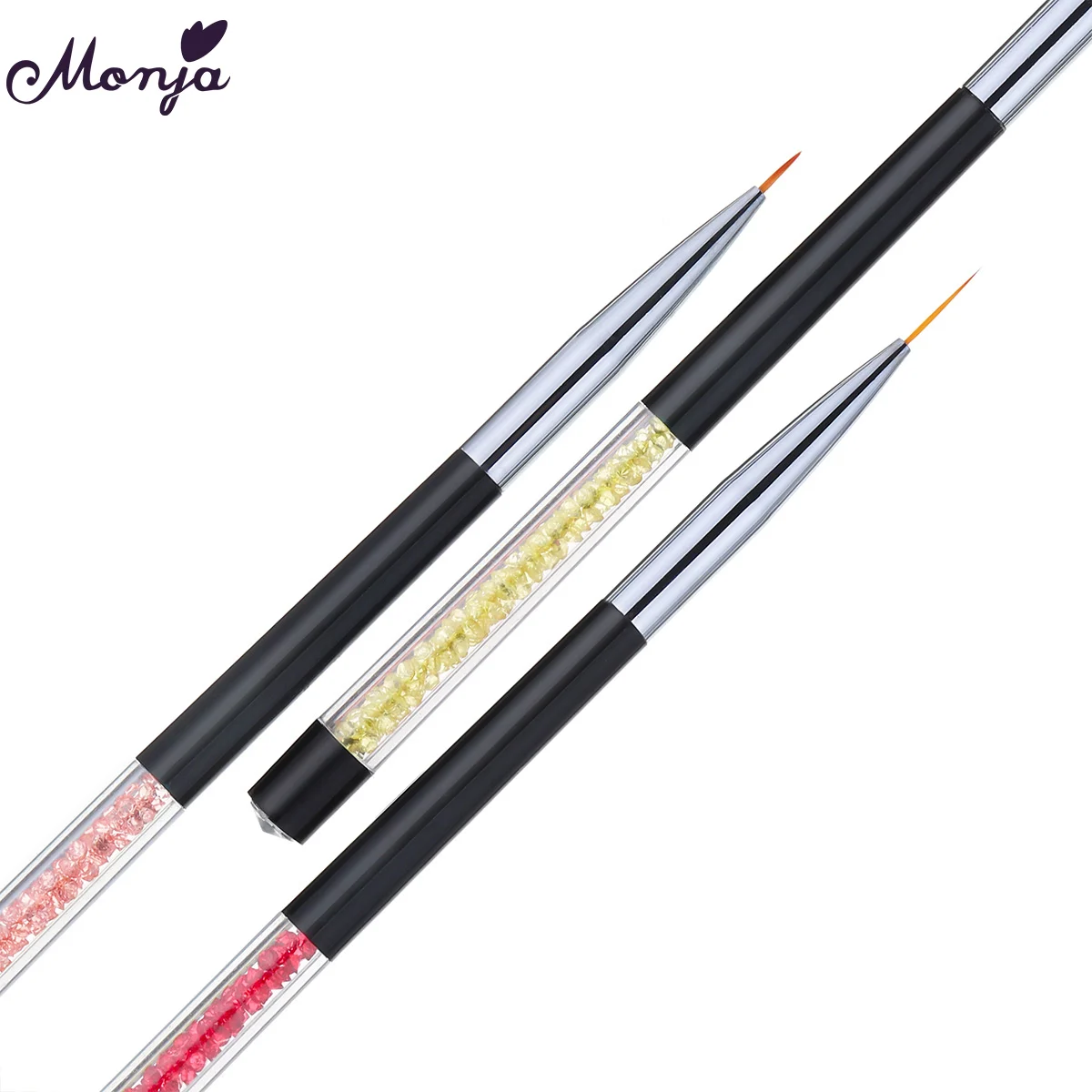 Monja 3 шт./компл. ручка со стразами для дизайна ногтей французские линии полосы