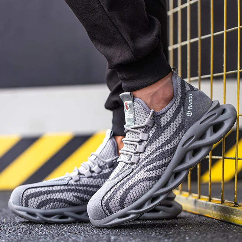 

Brand Safety Shoes Steel Toe Cap Work Shoes Men Boots Lightweight Working Sneakers Men Shoes Indestructible Safety Work Boots