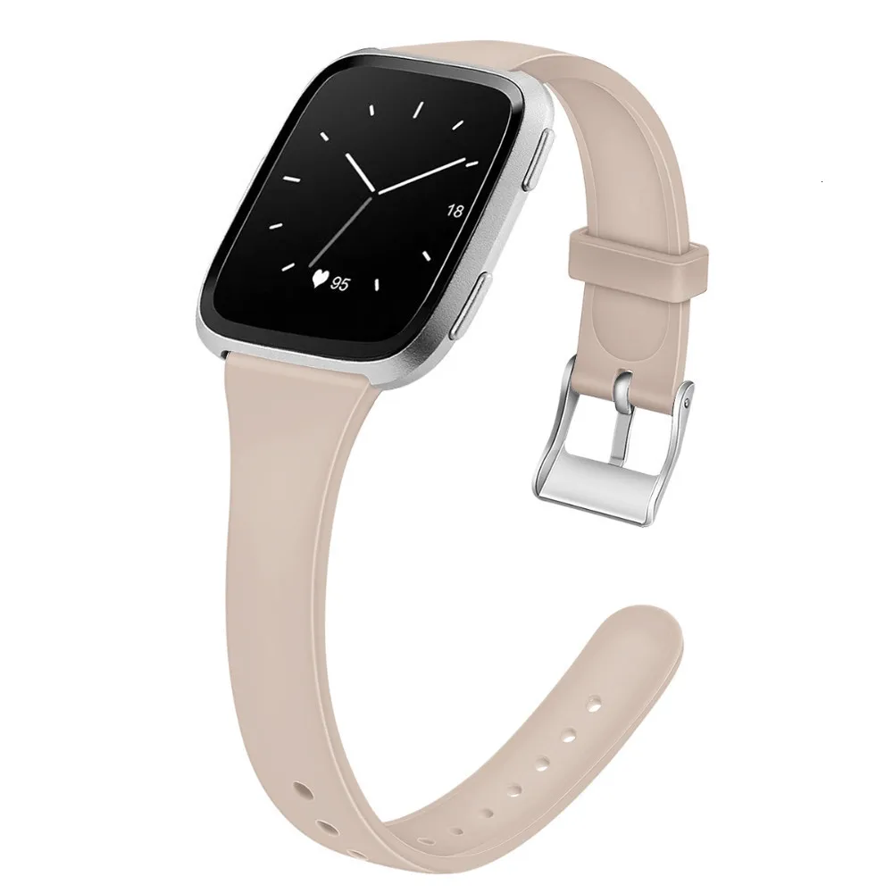 Khaki Аксессуары ремешок для Fitbit Versa 2 мягкий силиконовый тонкий узкий сменный Браслет для Fitbit Versa/Versa 2 Band - Цвет: Khaki