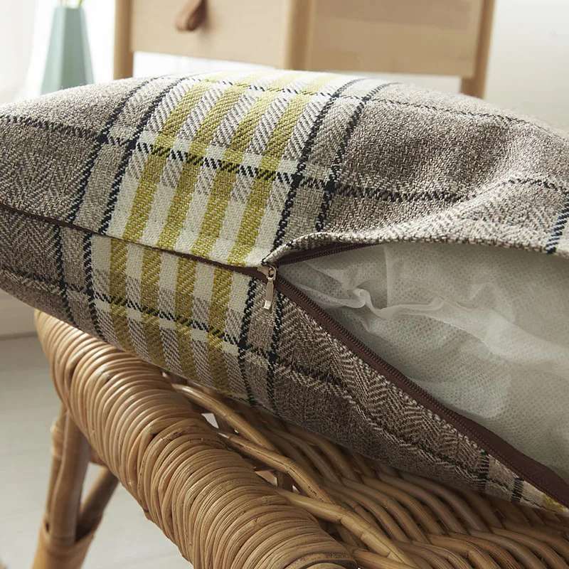 45*45 см современная простая наволочка из хлопка и льна в клетку мягкая удобная