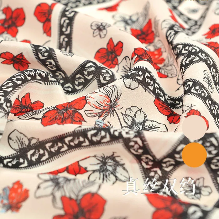 140cm wide flower printed silk fabric meter anti-wrinkle crepe de chine 16mm shirt dress wholesale cloth | Дом и сад