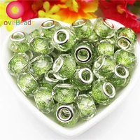 10pcs big hole faceted clear color glitter glass beads crystal spacer beads slide charm snake chain fit pandora bracelet jewelry
