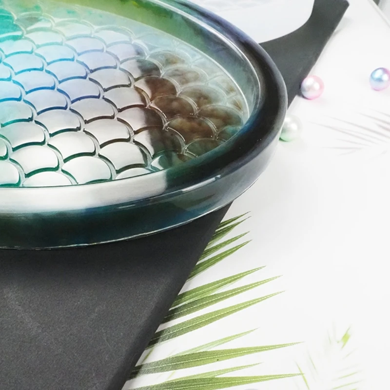 

DIY Crafts Casting Fish Scale Tray Epoxy Resin Mold Plate Dish Silicone Mould R2LE