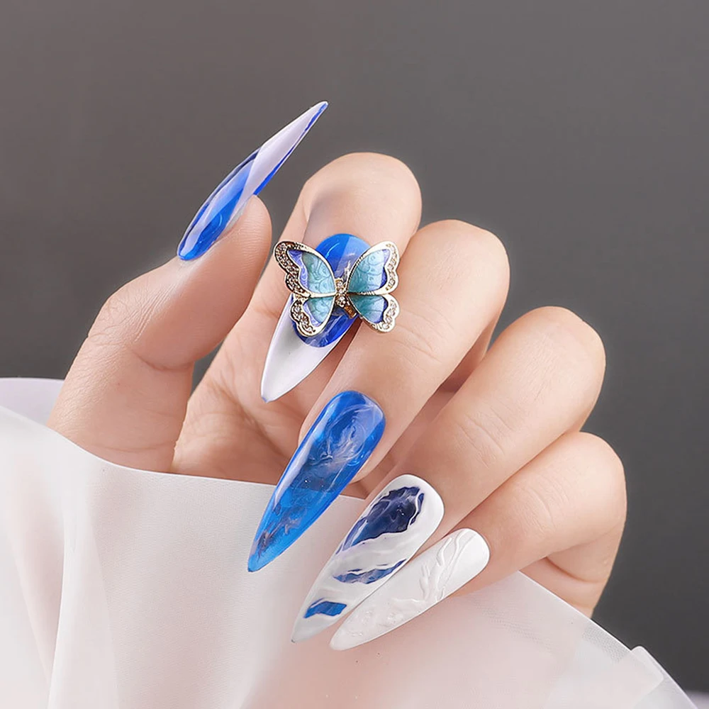 1 PC Luxury 3D Flying Butterfly Nail Rhinestones Crystal Zircon Jewelry Gold/Silver Alloy DIY Manicure Art Decorations | Красота и