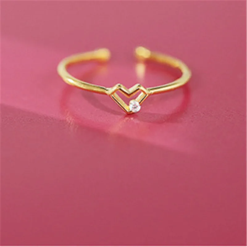 

12Pcs/lot Simple Love Heart Rings Adjustable Crystal Ring for Women