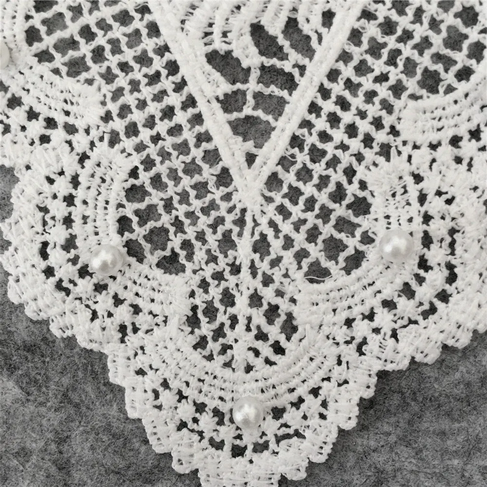 Белый жемчужный вышитый кружевной воротник декольте Венецианская аппликация