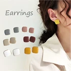 Женские квадратные серьги-гвоздики, с эмалью, разноцветные, винтажные, матовые