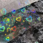 Наклейки для ногтей с изображением любящего сердца и Авроры, блестящие переливающиеся 3D-Наклейки для украшения ногтей в форме сердца и звезды, инструменты для маникюра на День святого Валентина