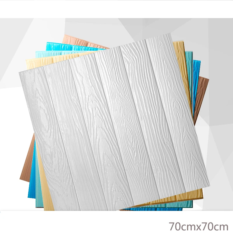 Самоклеящиеся 3D деревянные настенные наклейки размером 70*70 см для гостиной, пенный водонепроницаемый обои для декорации фона на ТВ.
