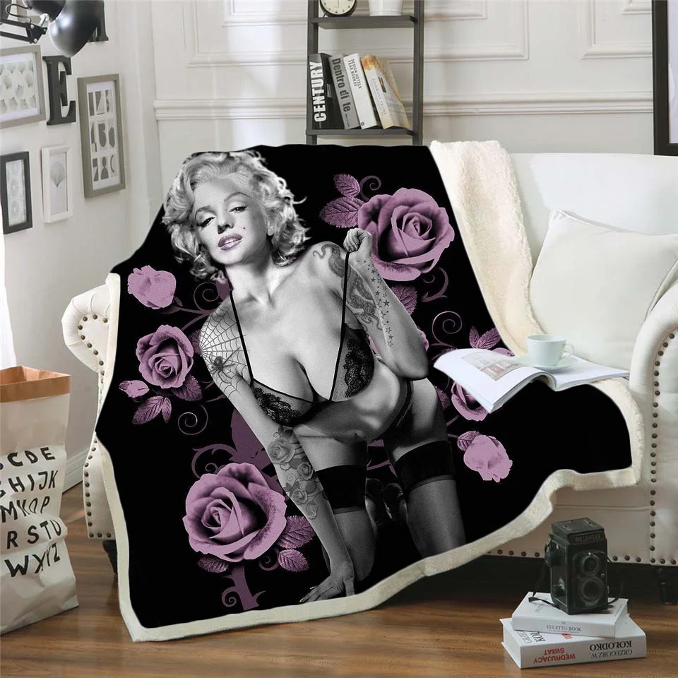 Новое постельное белье с черепом Мэрилин Монро плюшевое одеяло шерпа готическое
