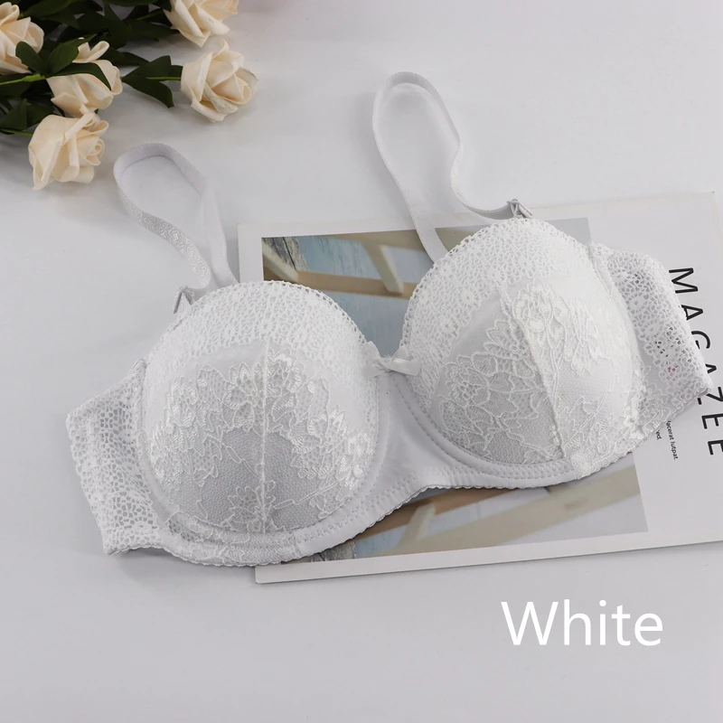 White Plusgalpret, половина чашки, пуш-ап, балконные бюстгальтеры для женщин, плюс размер, мягкое нижнее белье с хлопковой подкладкой, бюстгальтер A, B, C, D, чашка 75, 80, 85, 90 - Цвет: White
