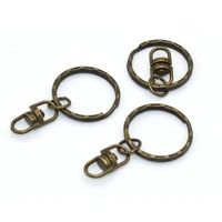 25mm bronze metal key ring key chain ring split ring with rotating key chain charm clasp supplie starter chain base