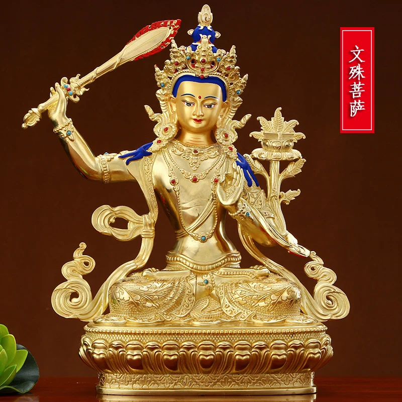 

GOOD quality Gilding Buddha statue Asia Nepal Tibet temple bless safe healthy good luck Bodhisattva Manjusri GUAN YIN buddha