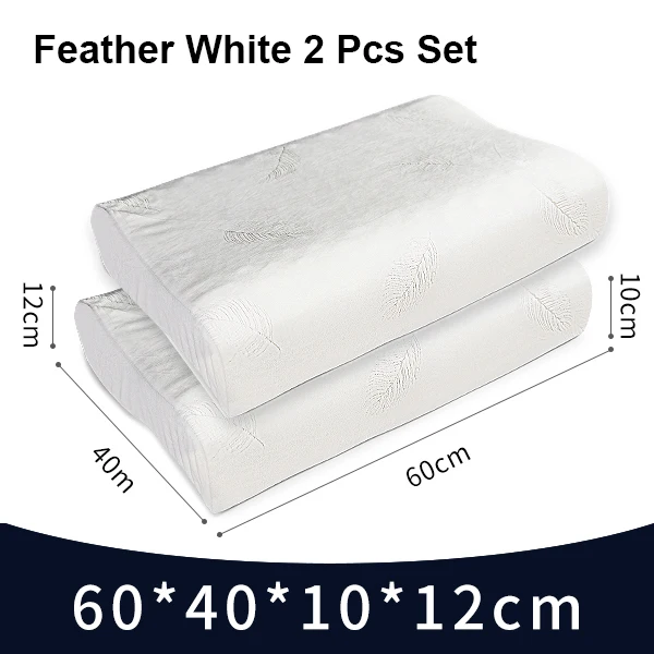 Feather White Set Фиолетовый Латекс 60x40 Таиланд чистый натуральный латекс подушка для коррекции шеи шейки шеи защиты позвонков ортопедические Контурные постельные принадлежности Подушка - Цвет: Feather White Set