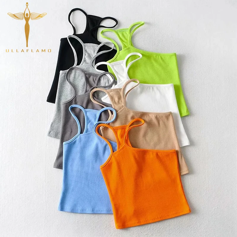 

Casual Irregular Camisole Women's Tank Top Solid Color Top Stretch Tight Short Off Shoulder Women Camisole Modern Summer Clothes