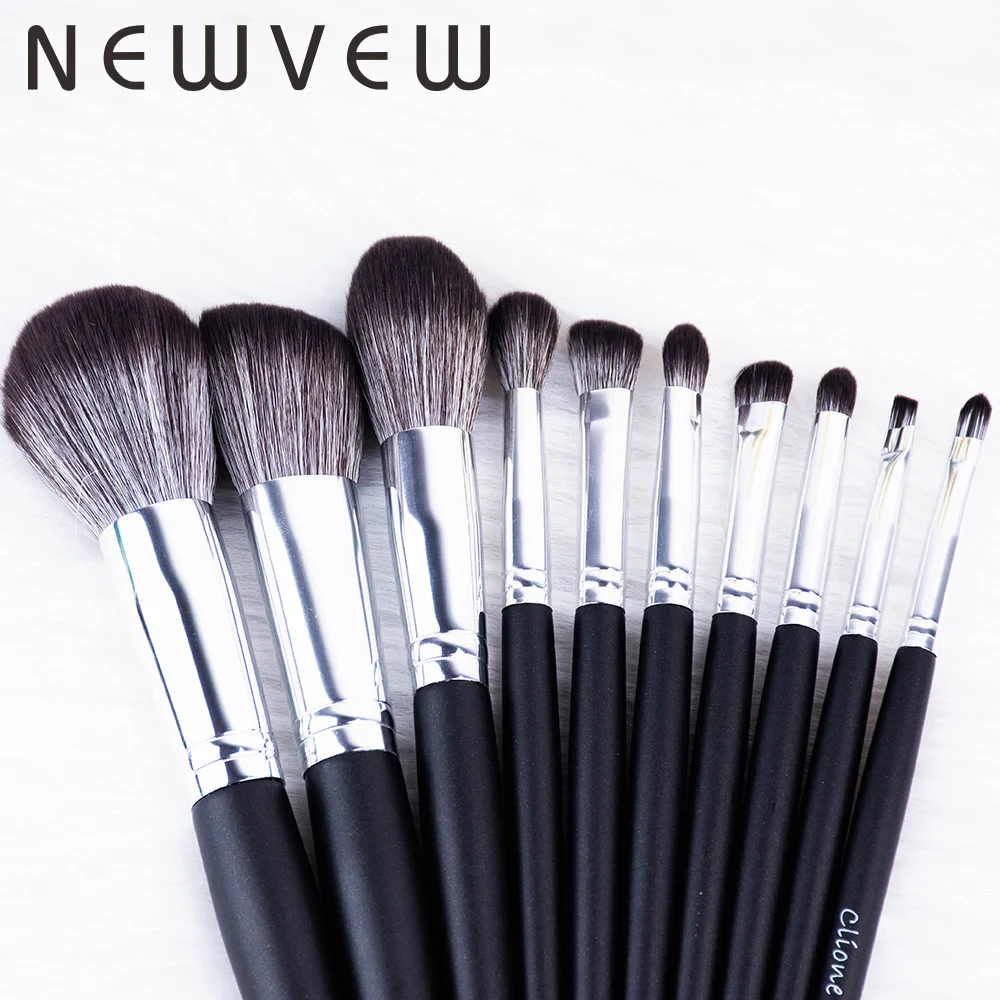 

NEWVEW 10 pcs cosmetics brush set black color makeup brushes powder brush Eyeshadow brush