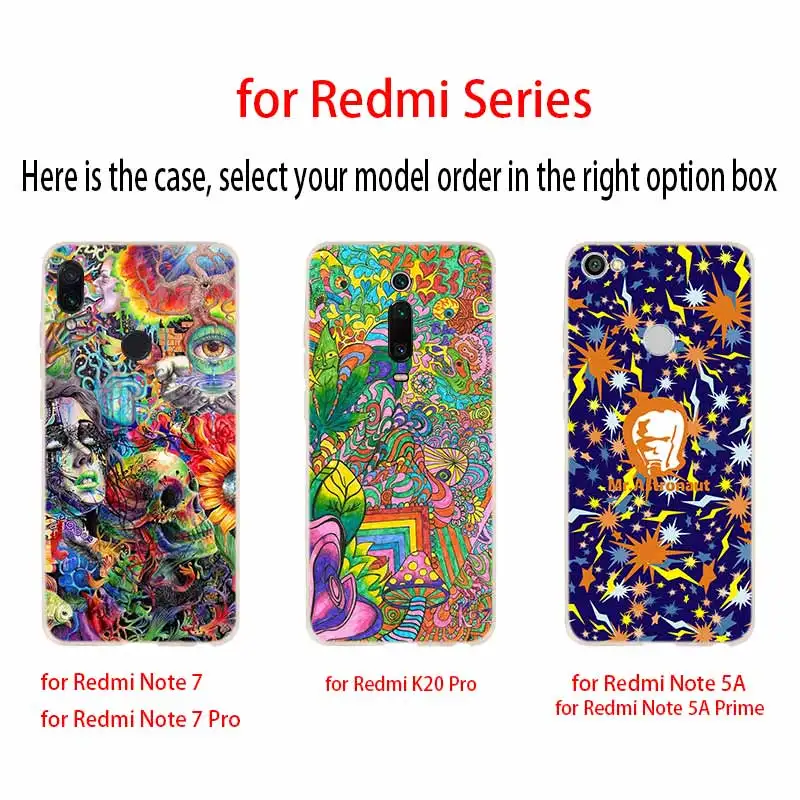 Силиконовый чехол для Xiaomi Redmi 10 9 8 7 6 5 4 A 9at Prime 4x Y3 с психоделическим рисунком |