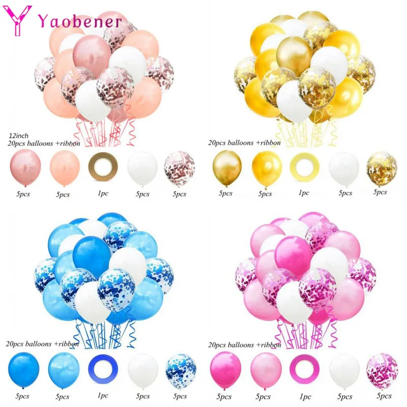 

21pcs 12inch Confetti Latex Balloons Happy Birthday Party Decorations Adult Kids Boy Girl 1 2 5 10 11 15 30 35 40 50 60 Year Old