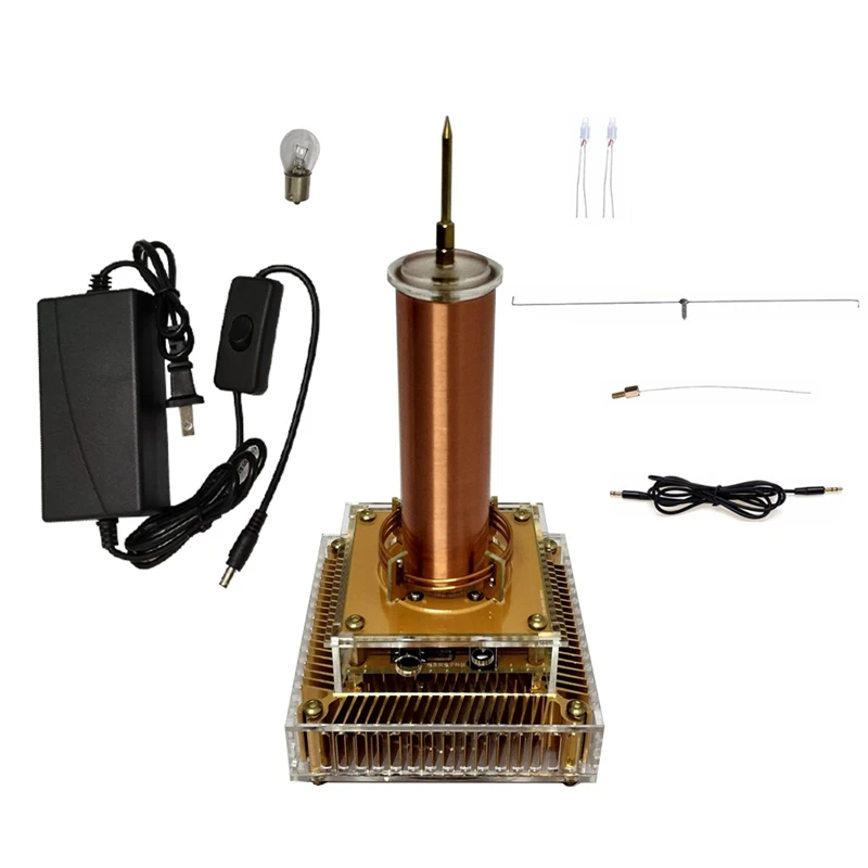

Music Tesla Coil Arc Plasma Loudspeaker Wireless Transmission Experiment Desktop Toy Model Gold US Plug