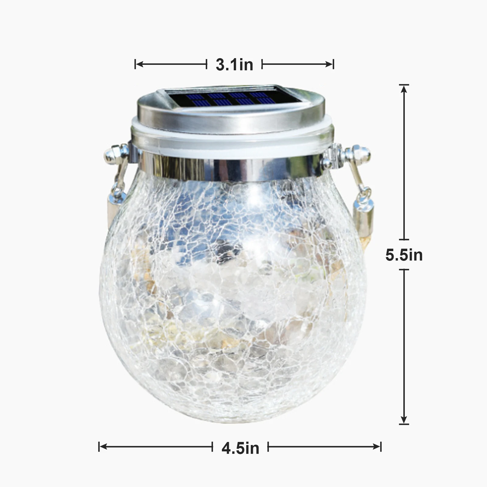 Solar Lantern Outdoor Hanging Light led Mason Jar Waterproof Table Lamp Crack Glass Garden for Patio | Освещение