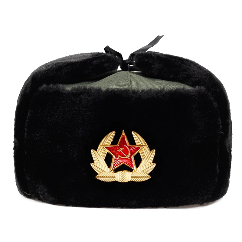 Пятиконечный логотип звезда Lei Feng hat плюс бархатные толстые ветрозащитные теплые шапки Наушники Зимние холодные шапки шапка для отдыха
