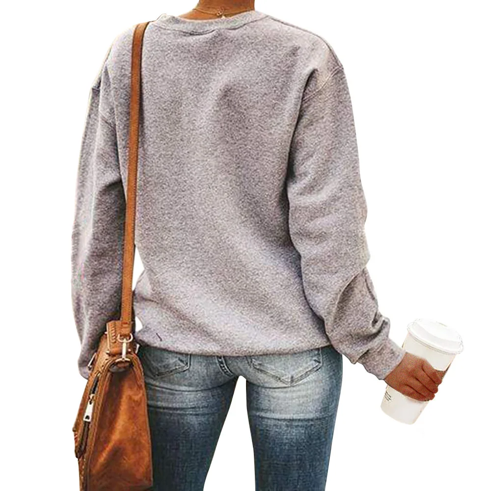 

2020 New Women Casual Hoodies Grey Snowman Printed Sweatshirts Streetwear Autumn Female Hoody Pullover O Neck Outwear Harajuku