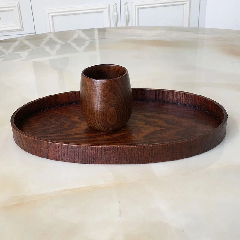 

Oval Shape Wood Pan Plate Fruit Dishes Saucer Tea Tray Dessert Dinner Bread Wooden Plates