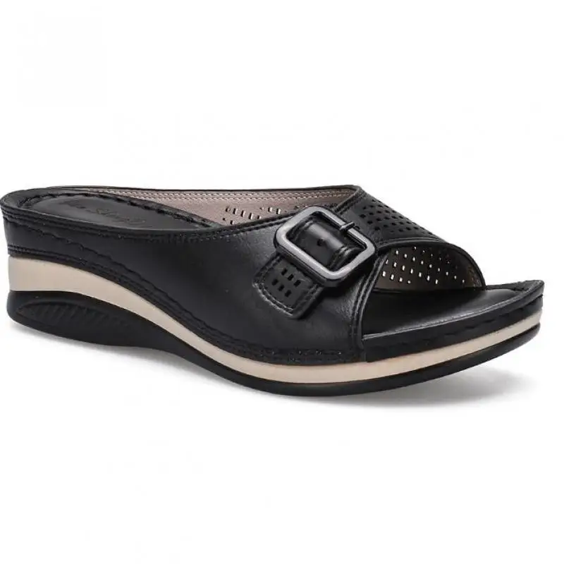 

Сандалии женские на платформе, однотонные шлепанцы на танкетке, с пряжкой, без застежки, Пляжная Уличная обувь, лето 2021