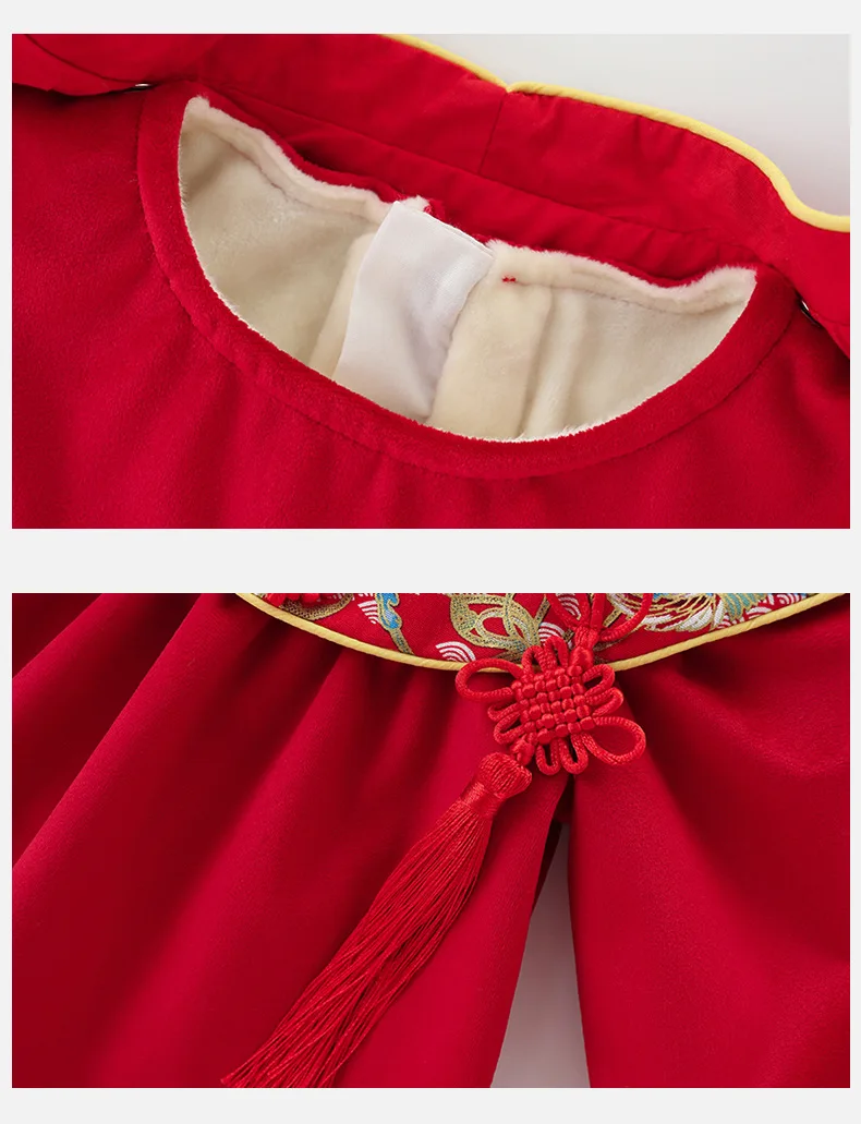 

New Winter Toddler Girls Dresses Chinese Style Children's Clothing Thick Kids Casual Fall Clothes