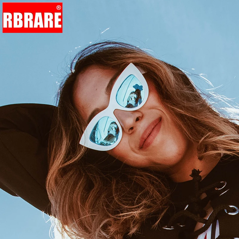 RBRARE ретро толстые рамки кошачий глаз солнцезащитные очки для женщин Женские Классические роскошные брендовые зеркальные линзы Cateye Солнцезащитные очки для женщин