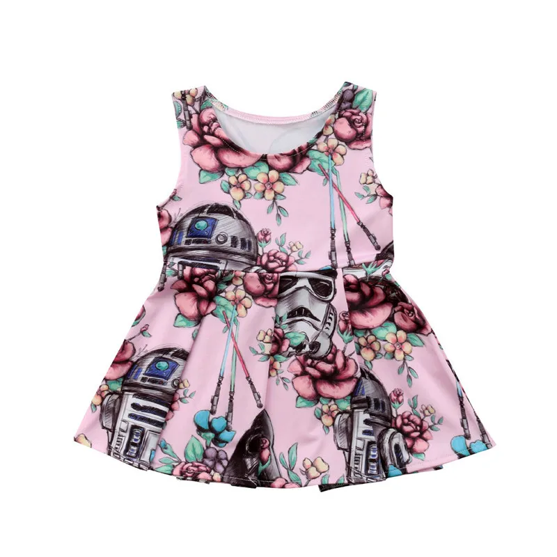 

SummerNewborn Infant Baby Girl Pink Cute Dress Sleeveless Party Princess Round Neck Dresses Clothes Girls Clothing Floral