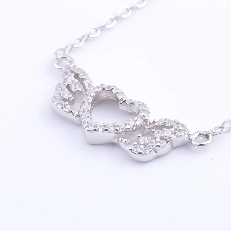

925 Sterling Silver Hollow Heart Angle Wing Zircon Necklaces For Women Silver Chain Collar Pendants Fashion Jewelry
