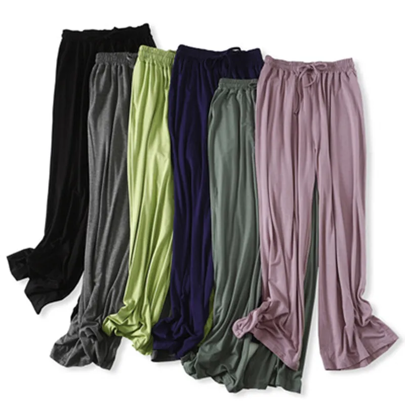 

Карамельный цвет из модифицированного вискозного волокна для сна, низ для женщин длинные брюки для девочек повседневные шнурок сплошной цв...