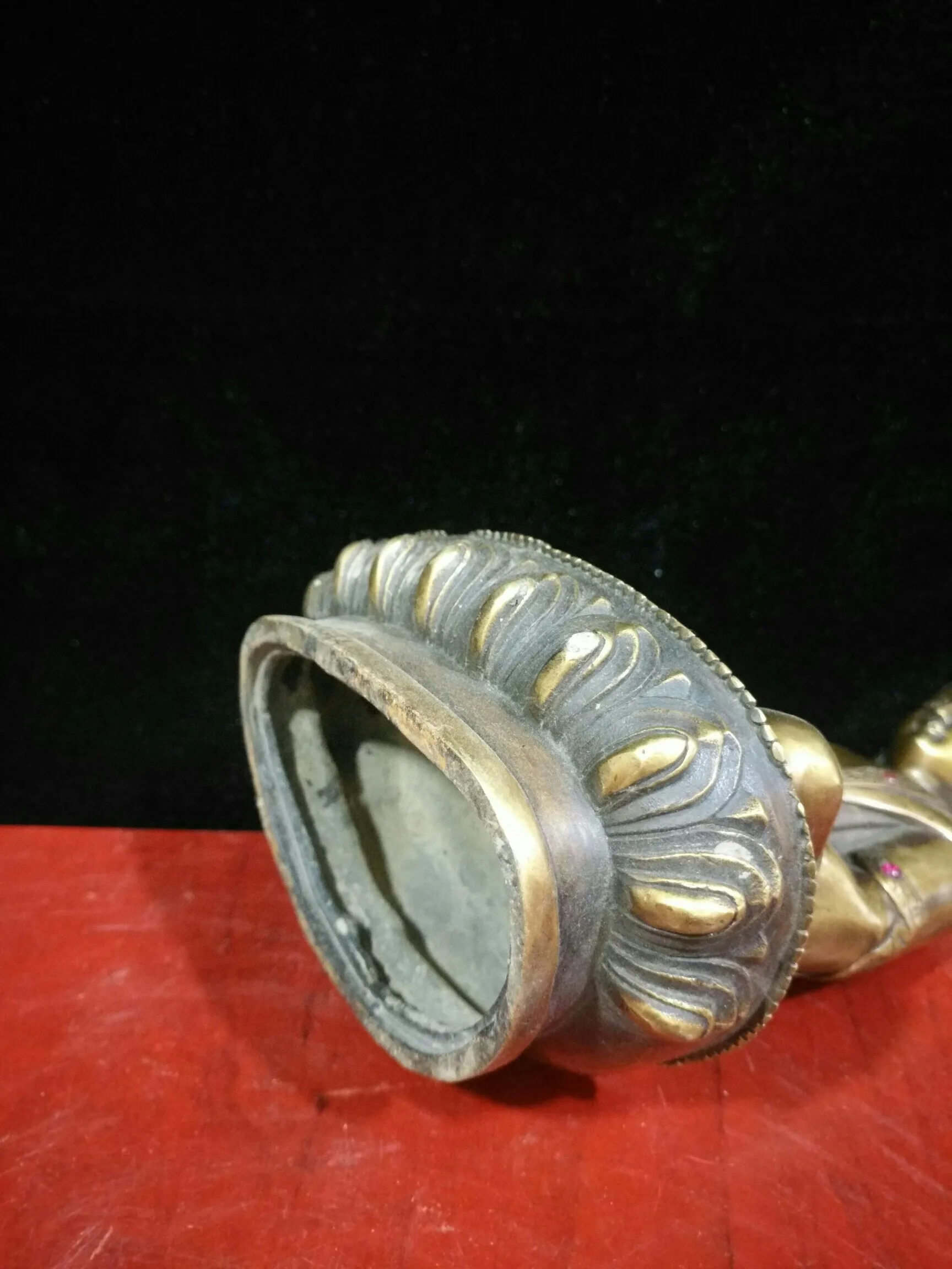 

LaoJunLu Nepal Returns Copper Gilt Inlaid Gemstones [A Buddha In Medicine] Imitation antique bronze masterpiece collection of