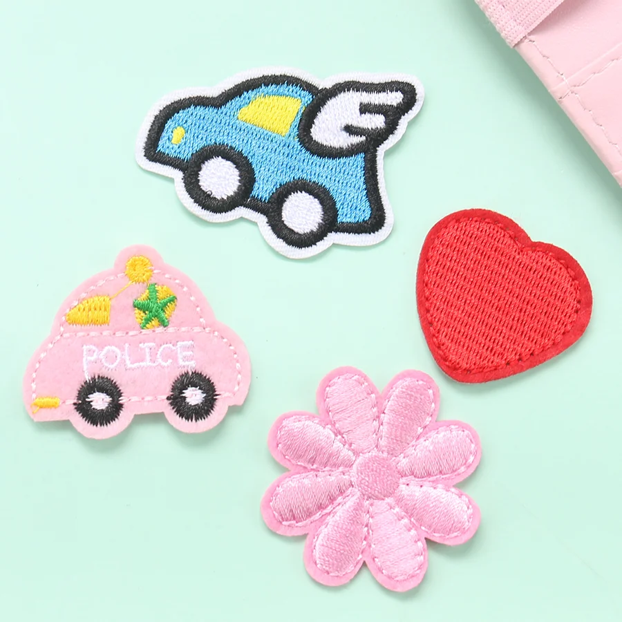 5 шт. мини Мультяшные нашивки вышитая ткань милая девушка красный цветок любовь