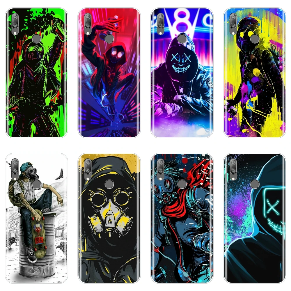 Чехол для Huawei Y9 Y7 Y6 Pro Prime 2019 мягкий силиконовый с абстрактным рисунком