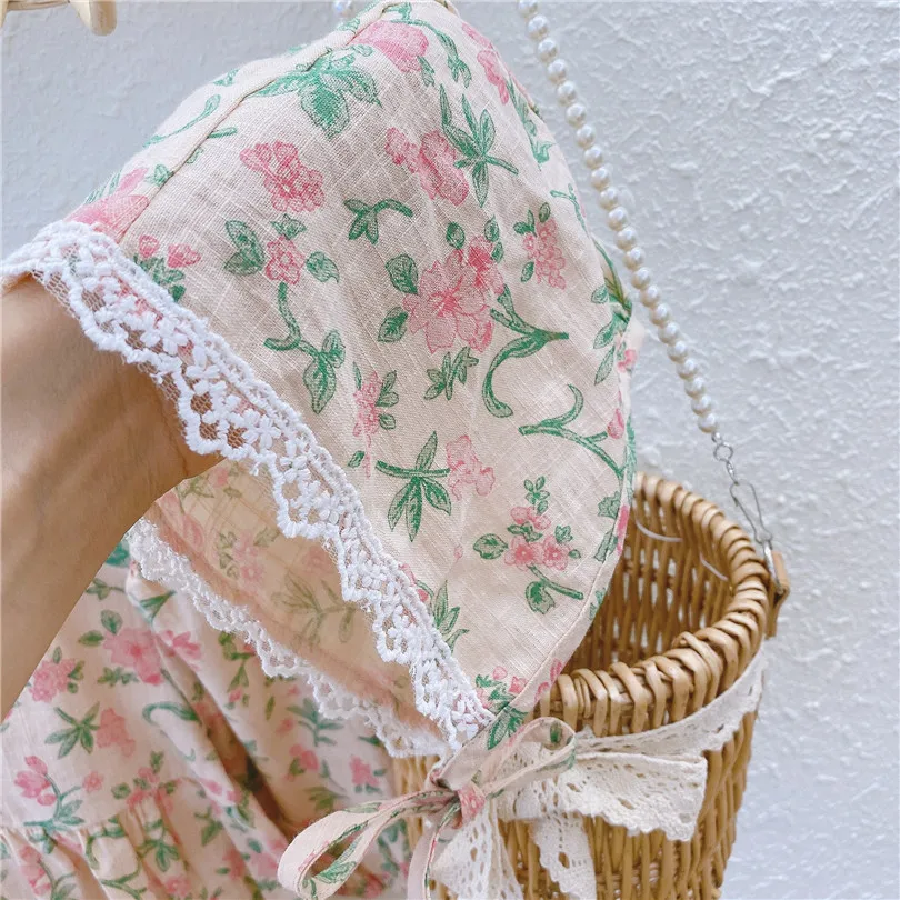 

Baby Girls Romper Newborn Spring Baby Romper With Hat Long Sleeve Infant Baby Jumpsuits For Girl Lace Floral Baby Girls Clothes