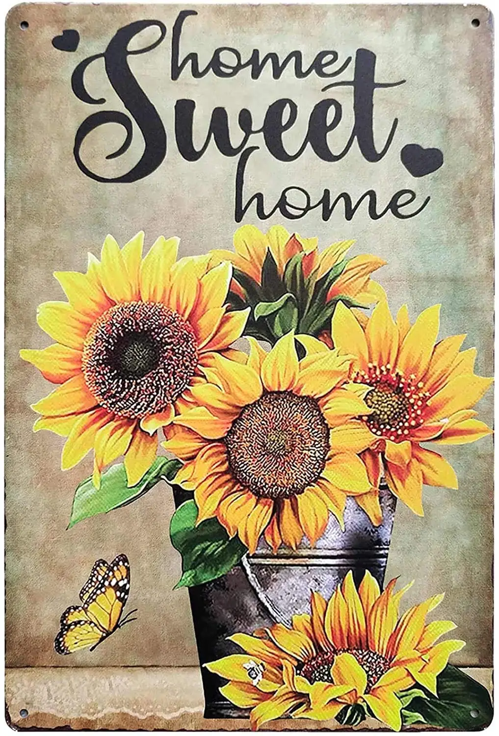

Home Sweet Home Fresh Sunflower Vintage Metal Sign Garden Decoration Farmhouse Decorative Wall Art Decor Home Coffee Bar Signs 8