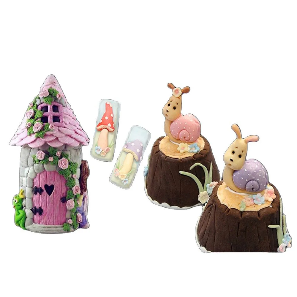 Фея Улитка грибной домик для дверей и окон из Fondant силиконовые формы торта