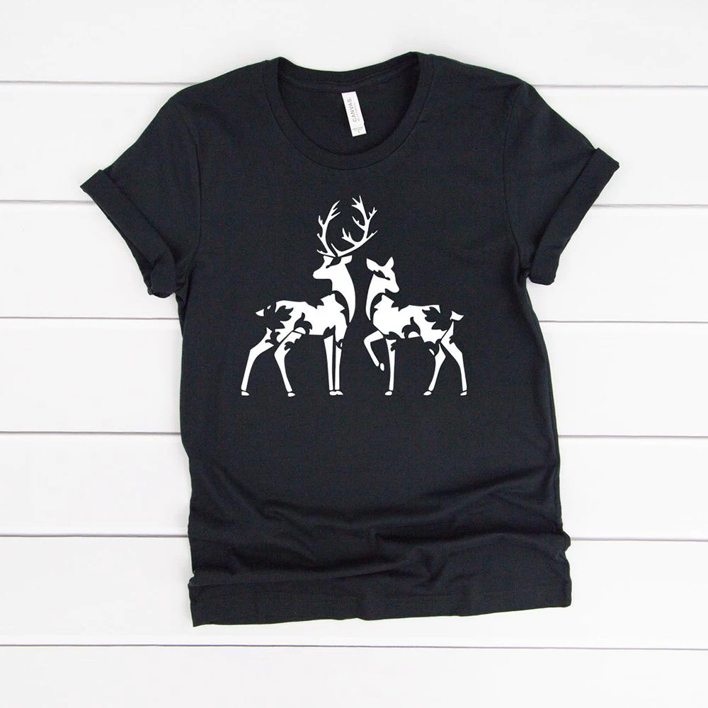 

Deer Merry Christmas Party Shirts Woman Graphic Funny Women Fashion Cotton Casual Loose Aesthetic Girls Pretty T-shirt Tee