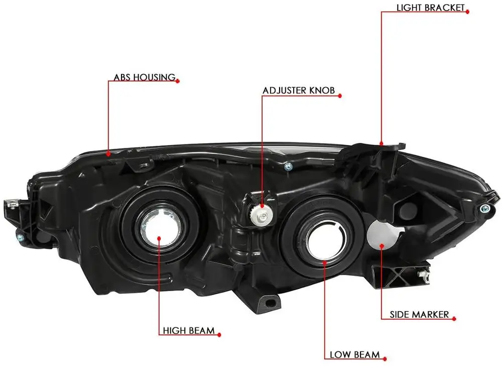 Sulinso 1 пара черного корпуса Янтарный угловой проектор фары в сборе лампы для