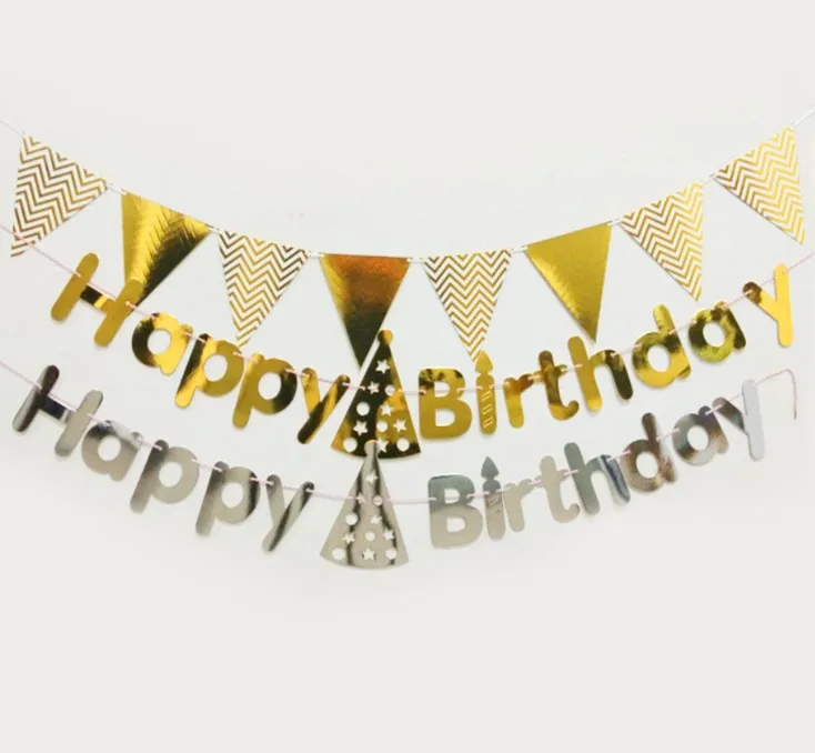 D. 1 комплект Бумага шляпа &quotс днем рождения&quot баннер с надписью флаг цвета: